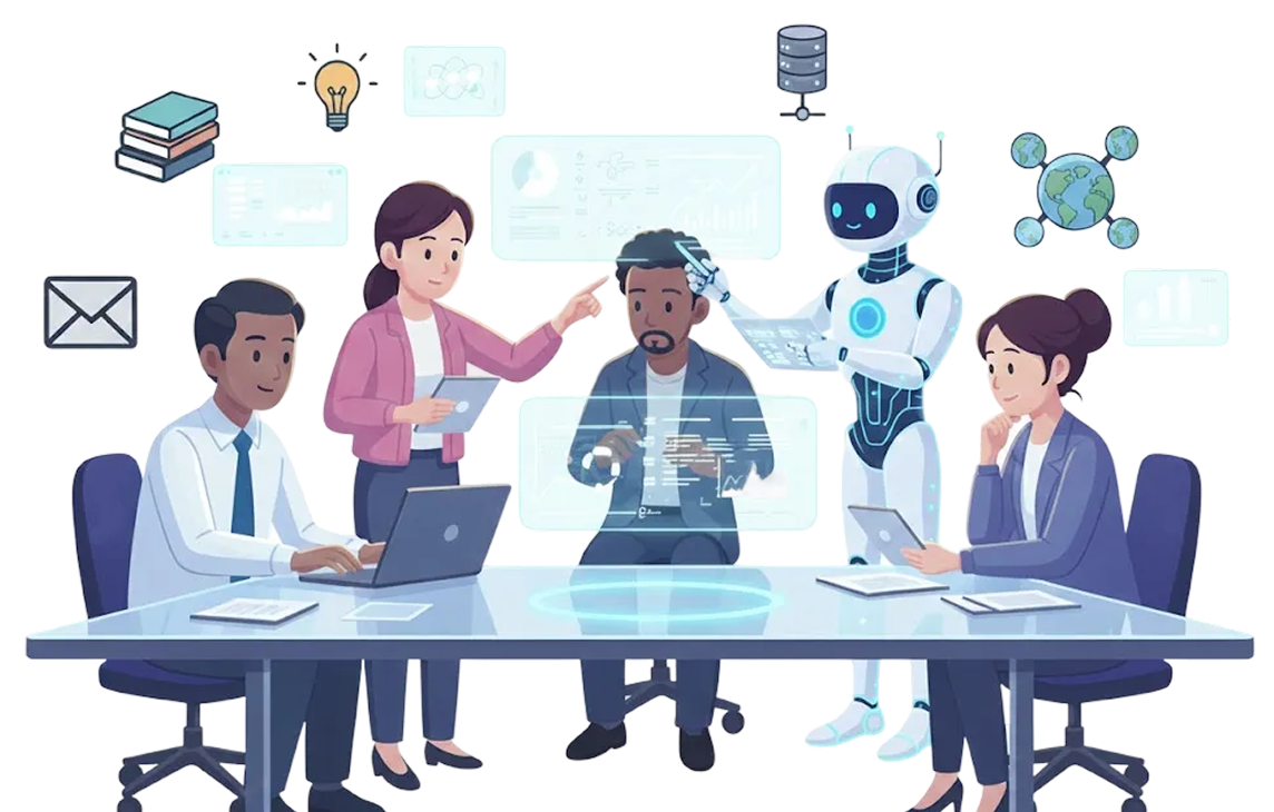 AIとビジネスマンのイラスト